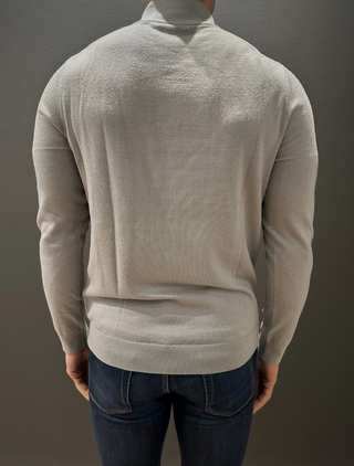 Woven Sweater with Half-Zip