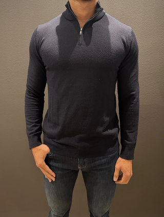 Woven Sweater with Half-Zip