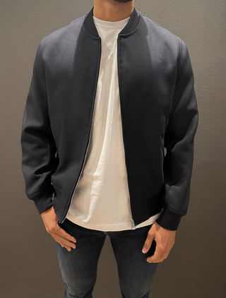 Fabric Bomber Jacket with Zipper