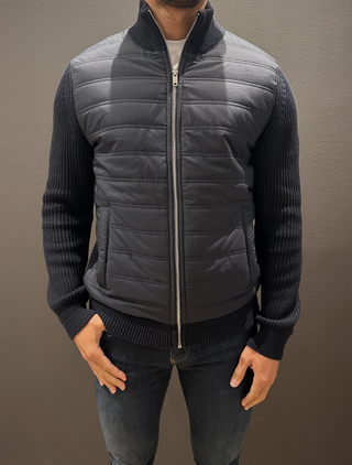 Jacket with Knitted Sleeves and Quilted Chest