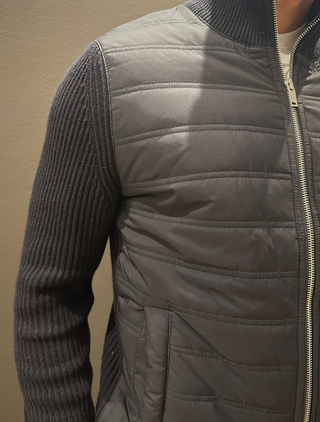 Jacket with Knitted Sleeves and Quilted Chest